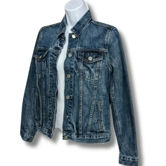 GAP - VINTAGE DENIM JACKET - DOUBLE BARRED FRONT AND STITCHING OVER EACH POCKET - Picture 3 of 6